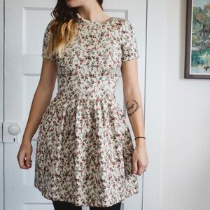 ASOS Floral Mini Dress - Cream and Red